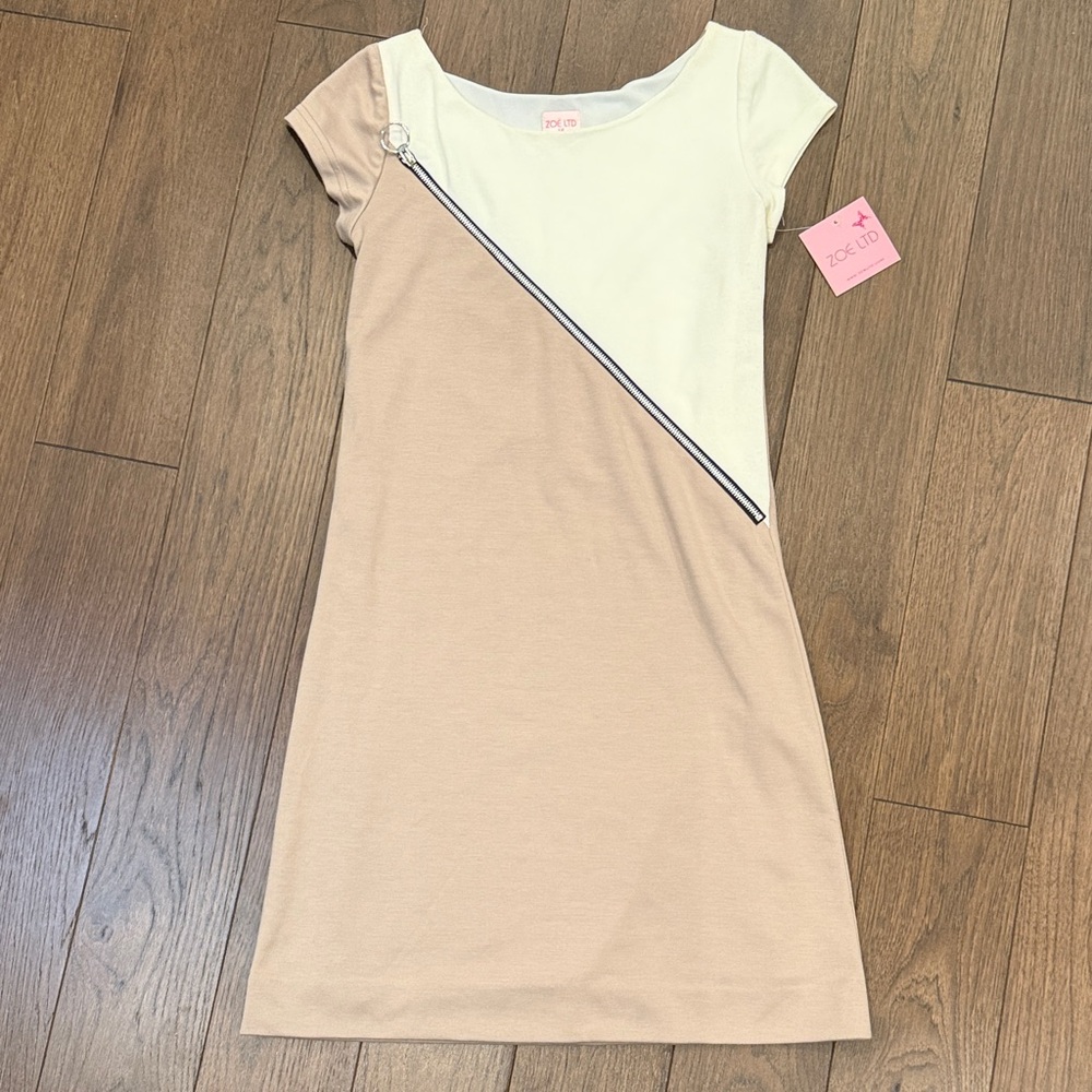 Zoe Ltd. Cap Sleeve Dress with Asymmetrical Zipper Size 14 Girls NWT C8-013